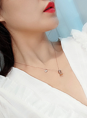 时光沙漏玫瑰钛钢锁骨链送礼物