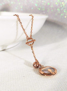 哆啦A梦机器猫玫瑰金彩金色项链