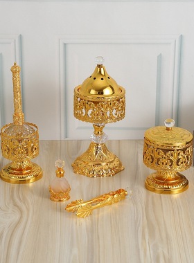 中东阿拉伯金属铁艺提篮香炉摆件