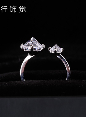 锆石日韩风配饰可调节开口戒指