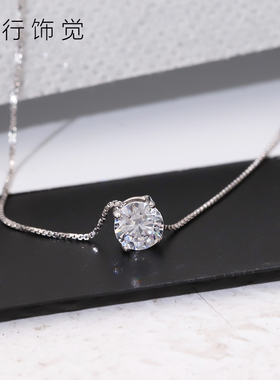 单颗圆形锆石短款日韩风锁骨链