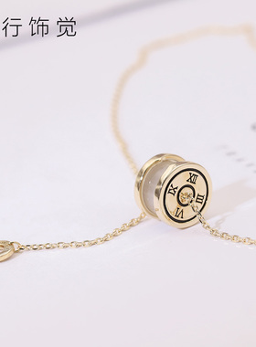 小蛮腰罗马数字仿猫眼石短项链