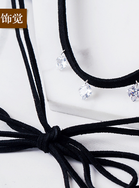 流行饰韩版多层绒坠锆石蝴蝶结