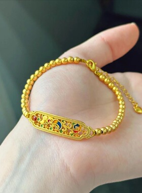 金店同款古法沙金凤凰来仪手牌