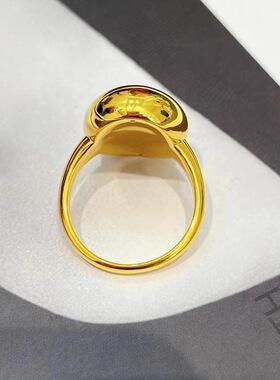 鸽子蛋面食指戒指女潮金2025年新款轻奢高级高颜值大气质开口指环