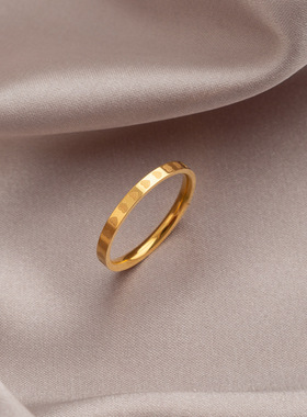 钛钢爱心满圈戒指女ins小众设计感网红简约百搭素圈食指环不掉色