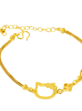 新中式沙金kitty猫手链女轻奢