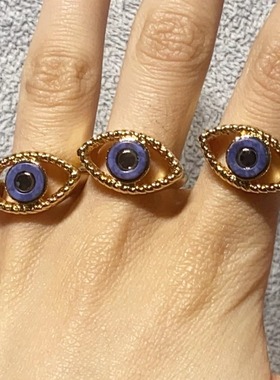 欧美个性眼睛戒指亮金百搭时尚潮流s55