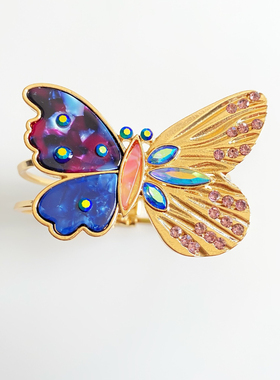 中古vintage宫廷风复古做旧蝴蝶手镯手饰C16现货