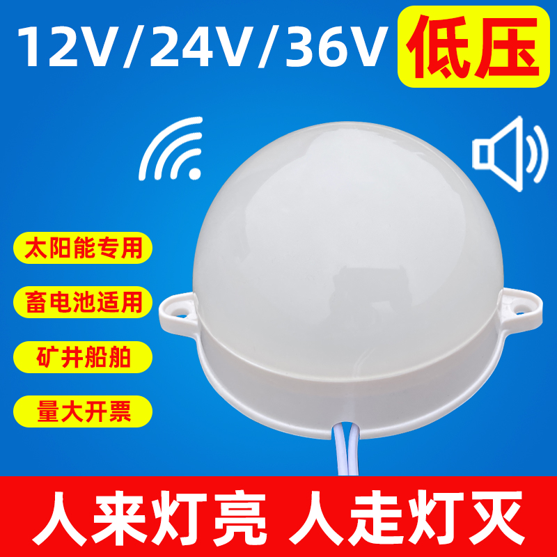 低压声光控LED太阳能电瓶感应灯过道走廊楼道灯12v24v36v节能灯泡 - 图0