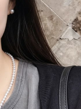 Qyanxy灰色淡水珍珠项链女轻奢冷感ins锁骨链