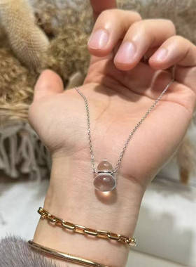 天然白水晶葫芦吊坠锁骨链女款