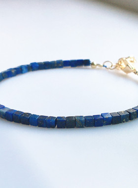 方形手链女青金石清新