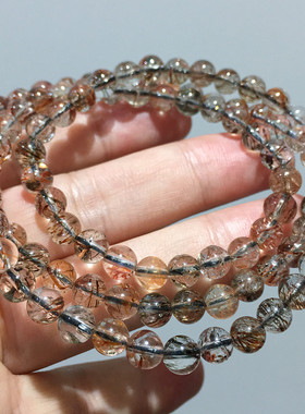 女天然黑金超七三圈手链女百搭款