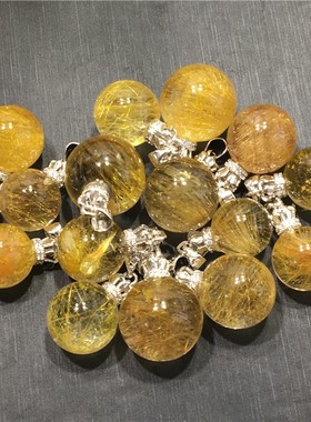 捡漏天然铜发晶挂件转运珠吊坠