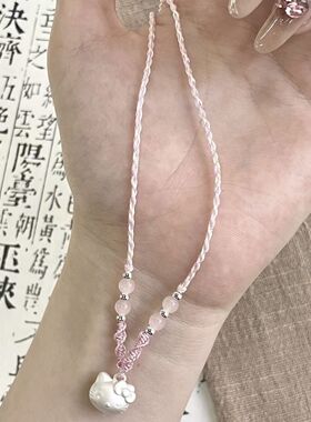 小红书同款奶油风少女小银珠项链diy女简约高档气质半成品挂吊坠