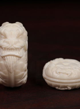 鹿角雕刻手工配饰瑞兽平安扣手串配饰雕龙面包圈卡子菩提diy配件