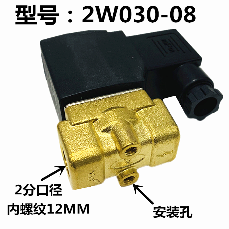 电磁阀常闭流体控制阀2W150-15 AC220V 2w030-08气阀4分水阀DC24V - 图2