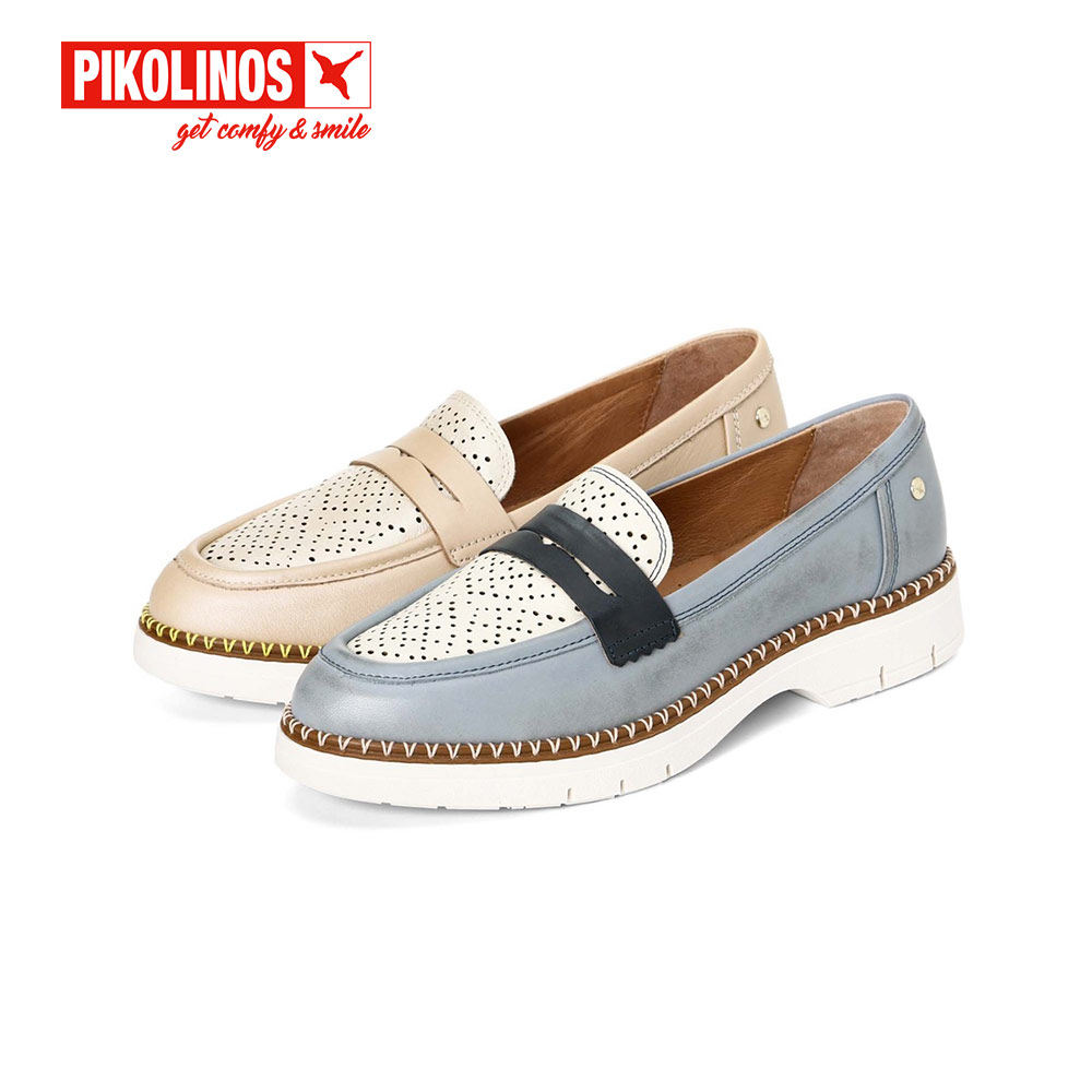 Pikolinos派高雁春季牛皮中口镂空套脚粗跟休闲乐福鞋PS245401,淘宝优惠券,粉丝福利购,淘宝优惠卷