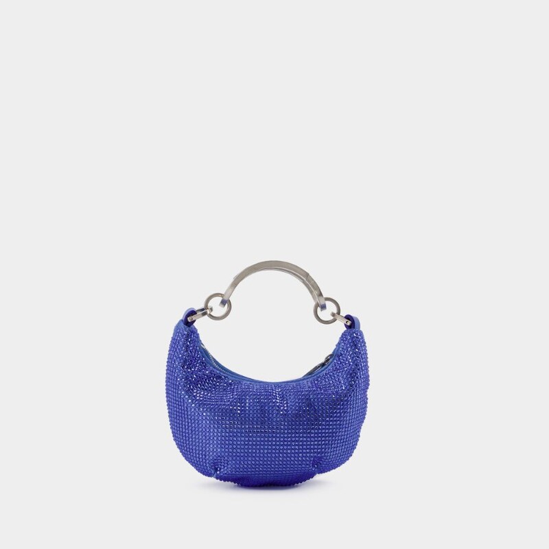 OFF WHITE Paperclip Mini Hobo Strass蓝色迷你满钻手提包腋下包