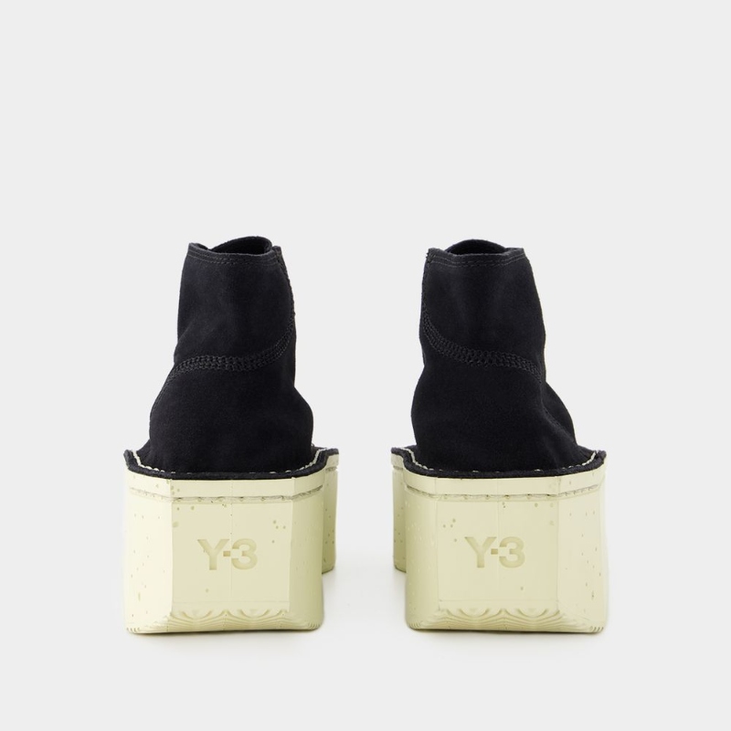 Y-3 Renga Hi Sneakers 拼色厚底小牛皮绒面拼接运动鞋 - 图1