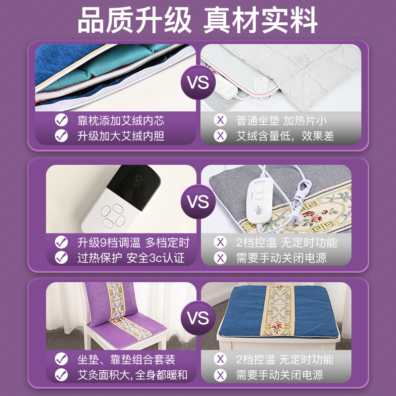 电加热艾绒艾灸坐垫屁垫靠背一体办公室久坐熏蒸座椅艾草垫子冬季