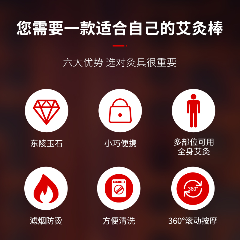 面部艾灸棒罐盒手握滚动式熏蒸仪家用脸部桃花灸器具美容院随身灸 - 图1