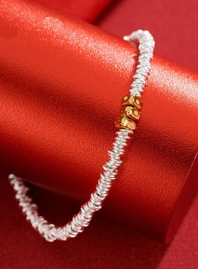 足银999奶酪碎银子盘缠手串