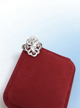 鸿燊金银坊手工足银9999花丝银戒指