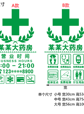 药房店名诊所医保刷卡装饰贴画