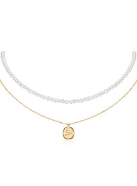 LOVEIXCC天然淡水珍珠项链女双层叠戴颈链轻奢小众高级法式配饰品