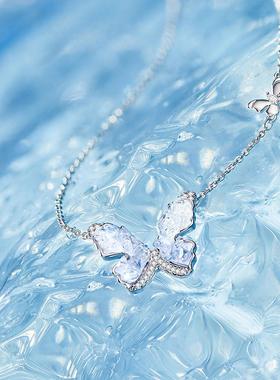 恋时空七夕礼物碎冰蓝蝴蝶项链女款2025夏日高级感锁骨链送女友