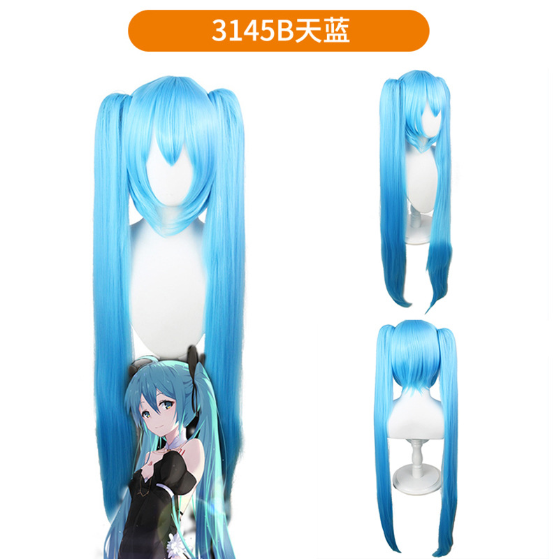 初音未来cosplay假发造型VocAloid水蓝色Miku温丝头套cos - 图1