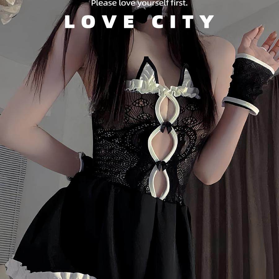 LOVECITY「甜魅猫娘」性感猫耳朵蕾丝睡裙纯欲辣妹制服 - 图2