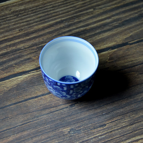 景德镇陶瓷茶杯 青花霁蓝品茗杯 功夫茶杯茶具主人杯普洱茶杯单杯 - 图2
