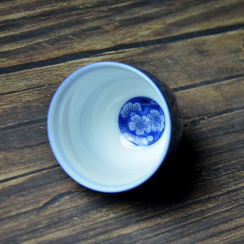 景德镇陶瓷茶杯 青花霁蓝品茗杯 功夫茶杯茶具主人杯普洱茶杯单杯 - 图1