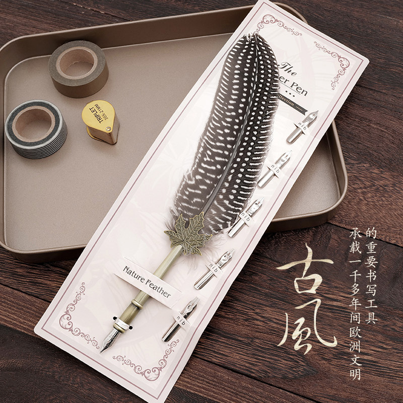 欧式复古羽毛笔手工金银粉墨水蘸水笔钢笔装生日礼物送女学生用,淘宝优惠券,粉丝福利购,淘宝优惠卷