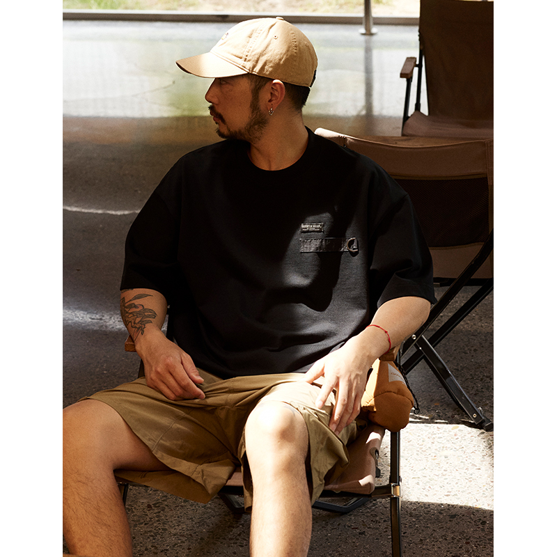 Quentin Marx夏季新品日系男士重磅短袖T恤休闲户外潮牌情侣大码 - 图2