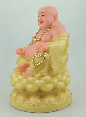 汉白玉镶金佛像大肚弥勒佛