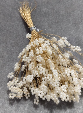 手工铜丝珠花树叶花枝辑珠新娘秀禾团扇汉服头饰diy材料辅料