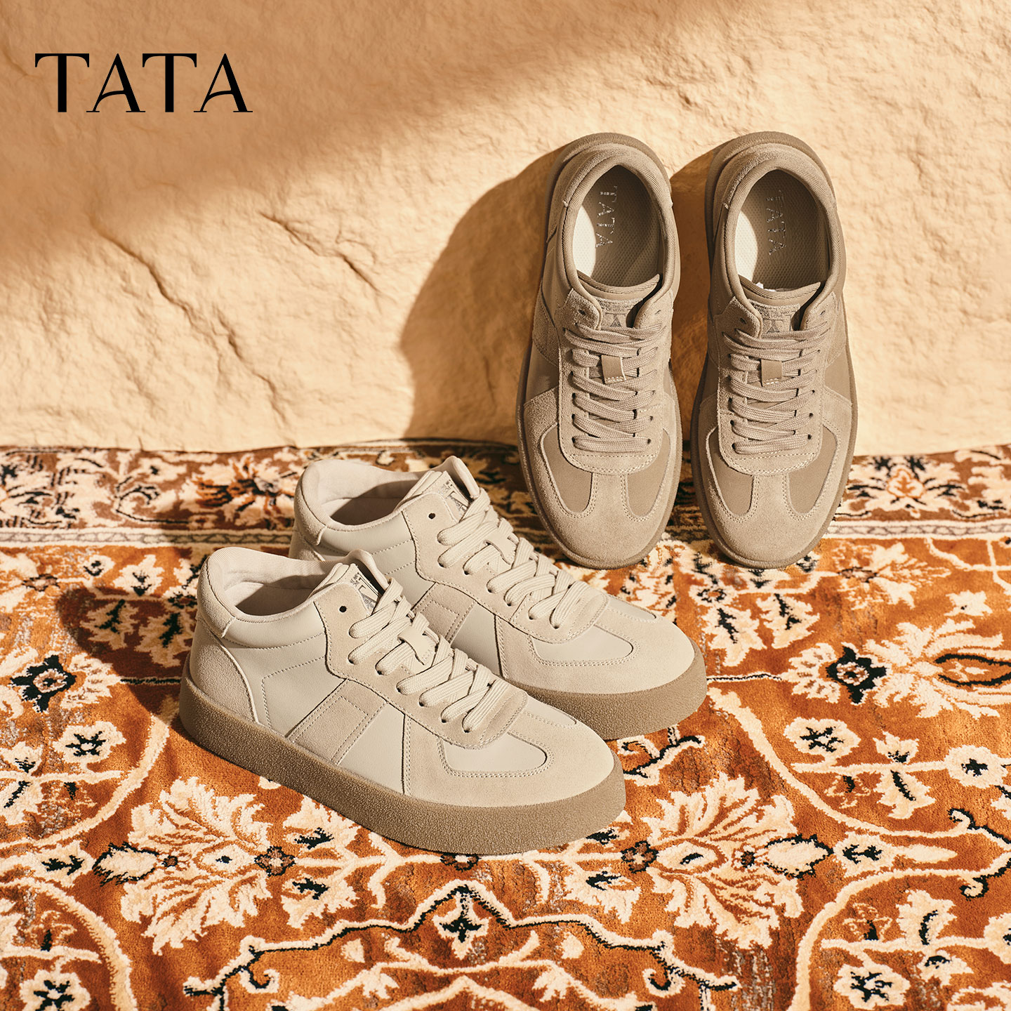 TATA他她男鞋时尚德训高帮鞋舒适休闲厚底板鞋2025年冬新PGG01DM5 - 图1