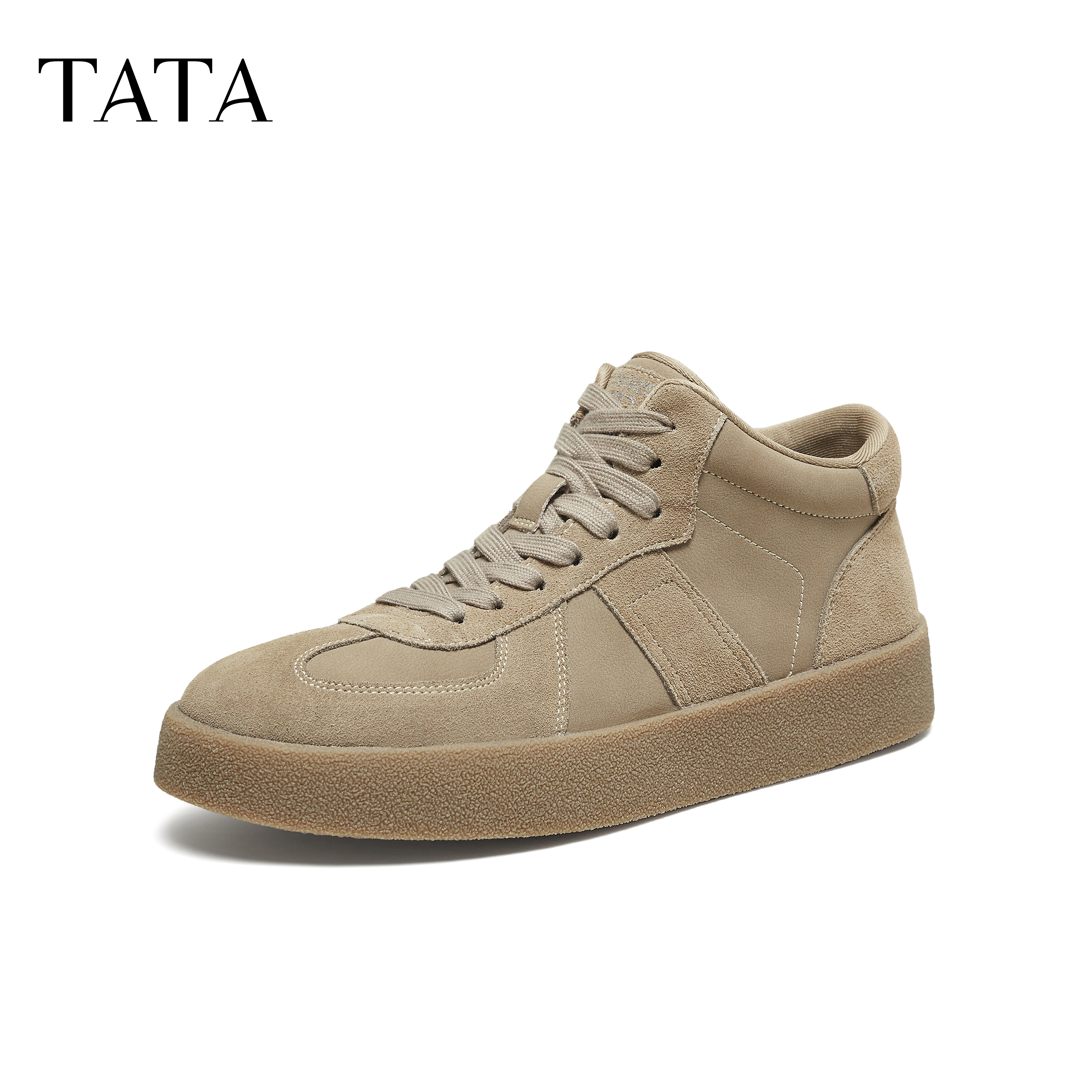 TATA他她男鞋时尚德训高帮鞋舒适休闲厚底板鞋2025年冬新PGG01DM5 - 图3