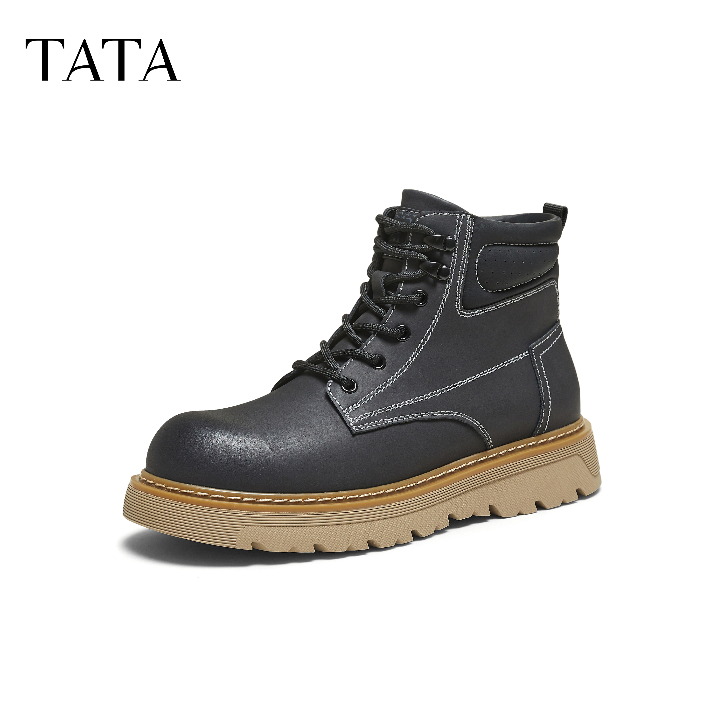 TATA他她男鞋工装鞋户外休闲鞋加绒保暖低帮马丁靴2025冬VPK01DD5 - 图3