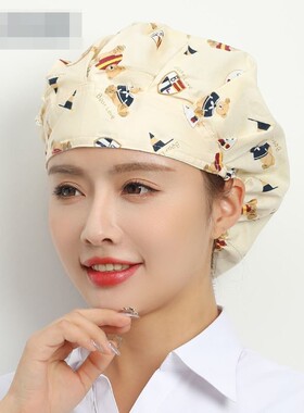 厨房厨房帽做饭防油烟含棉厨师帽车间防尘帽子女工作帽防掉头发护