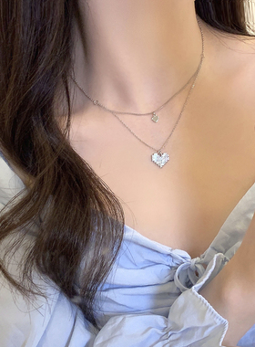 夏季高级感双层爱心项链