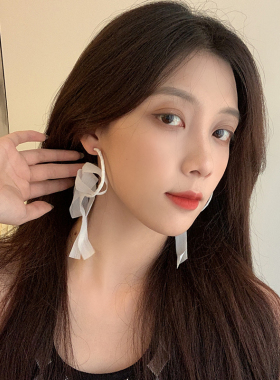 S925银针温柔超仙长款蝴蝶结耳环