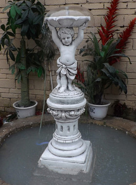 促销男孩喂鸟器花盆鱼池造景喷泉