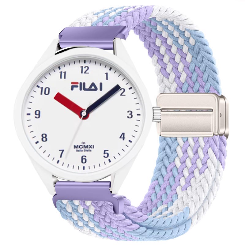 适用FILA斐乐男女款学生初高中运动电子手表双色编织磁吸尼龙表带 - 图1