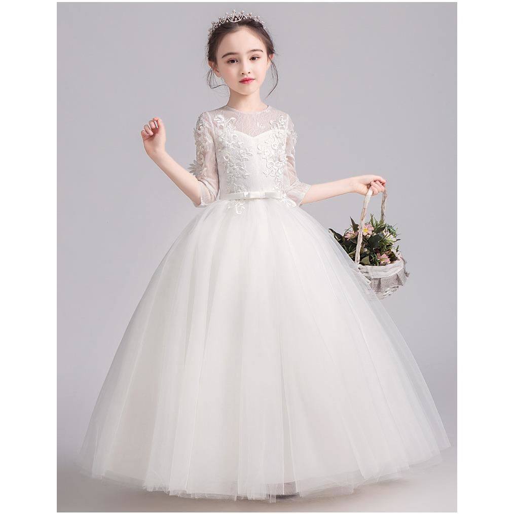 公主裙女童白色花童婚纱蓬蓬裙小女孩洋气主持人演出服儿童礼服女,淘宝优惠券,粉丝福利购,淘宝优惠卷