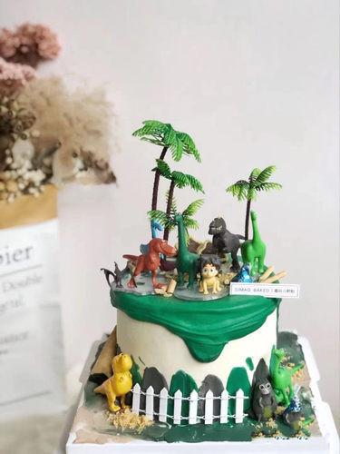 恐龙蛋糕装饰摆件插件插牌霸王龙男宝宝生日周岁儿童侏罗纪小恐龙 - 图0